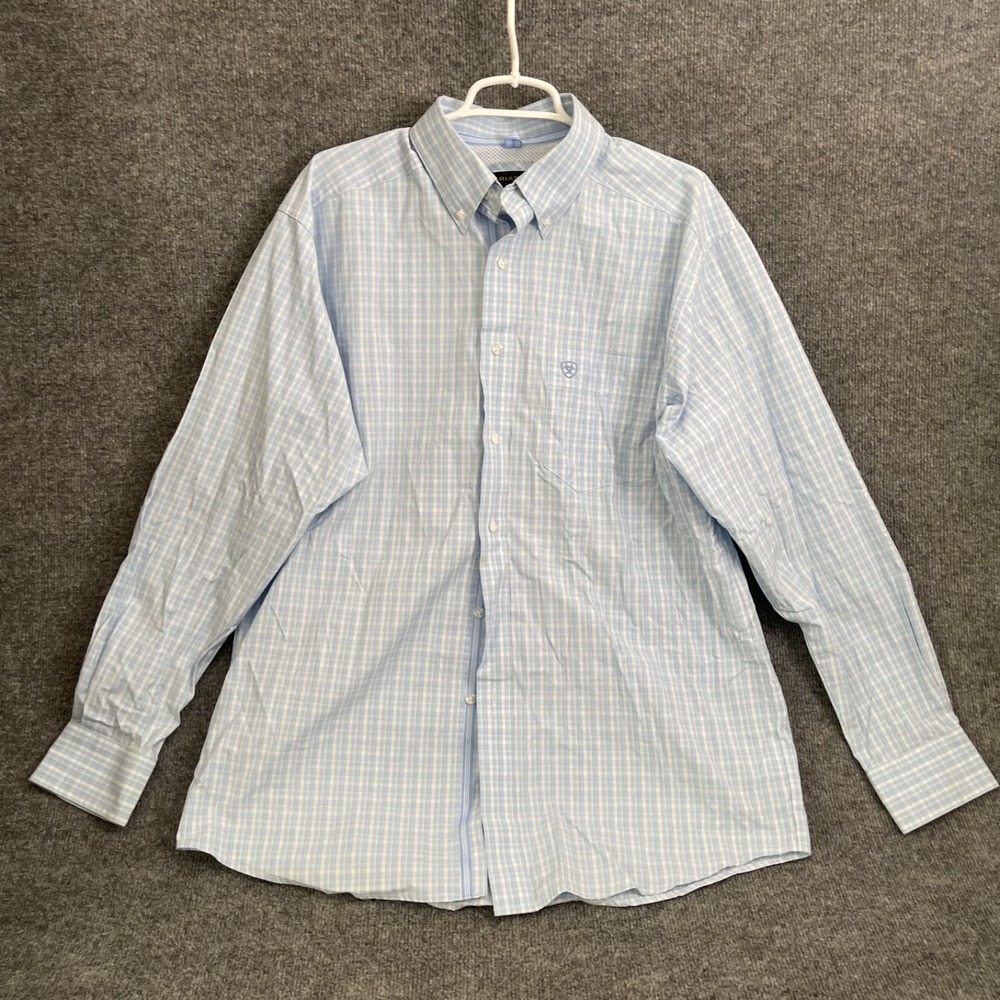 Ariat Pro Series Plaid Mens Sz L Long Sleeve Button Down Vented